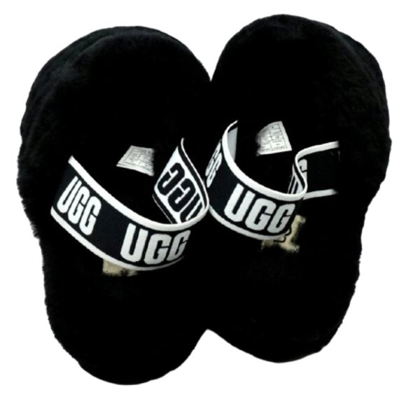 UGG~Fuzz Yeah Slide~WOMENS BLACK SHEARLING SLIPPERS~SIZE 9 - Picture 3 of 7